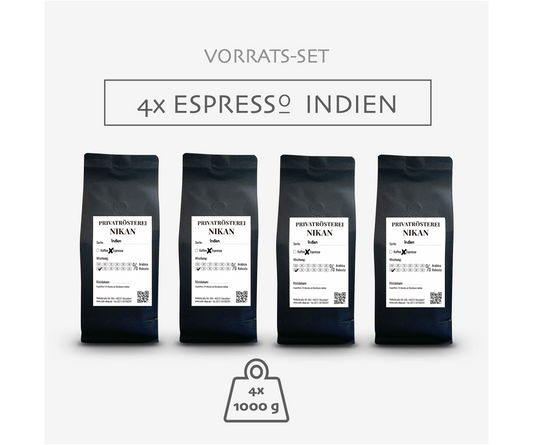 4x 1kg Espresso Indien Vorrats-Set